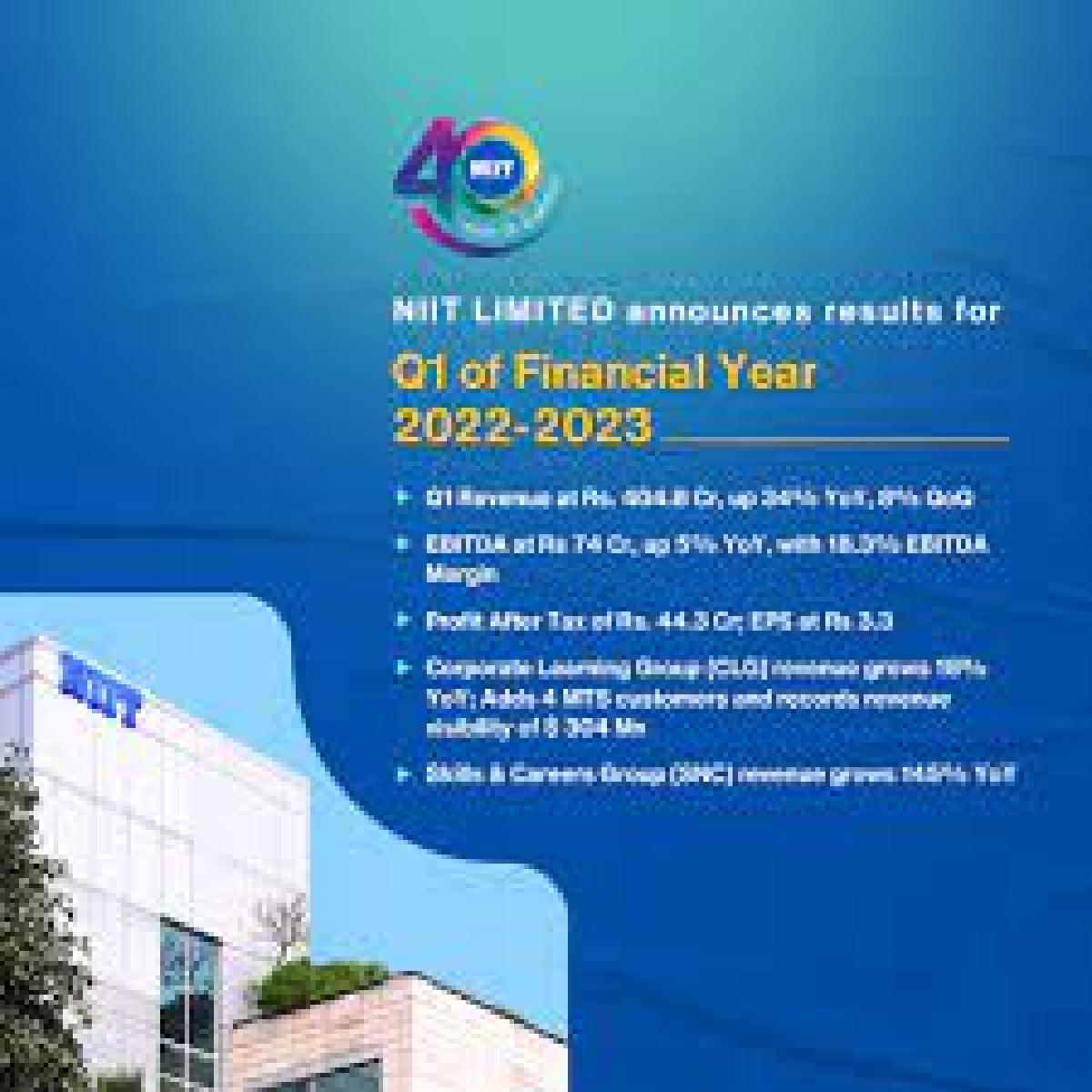 NIIT Limited Announces Q1 FY23  April June 2022 Results