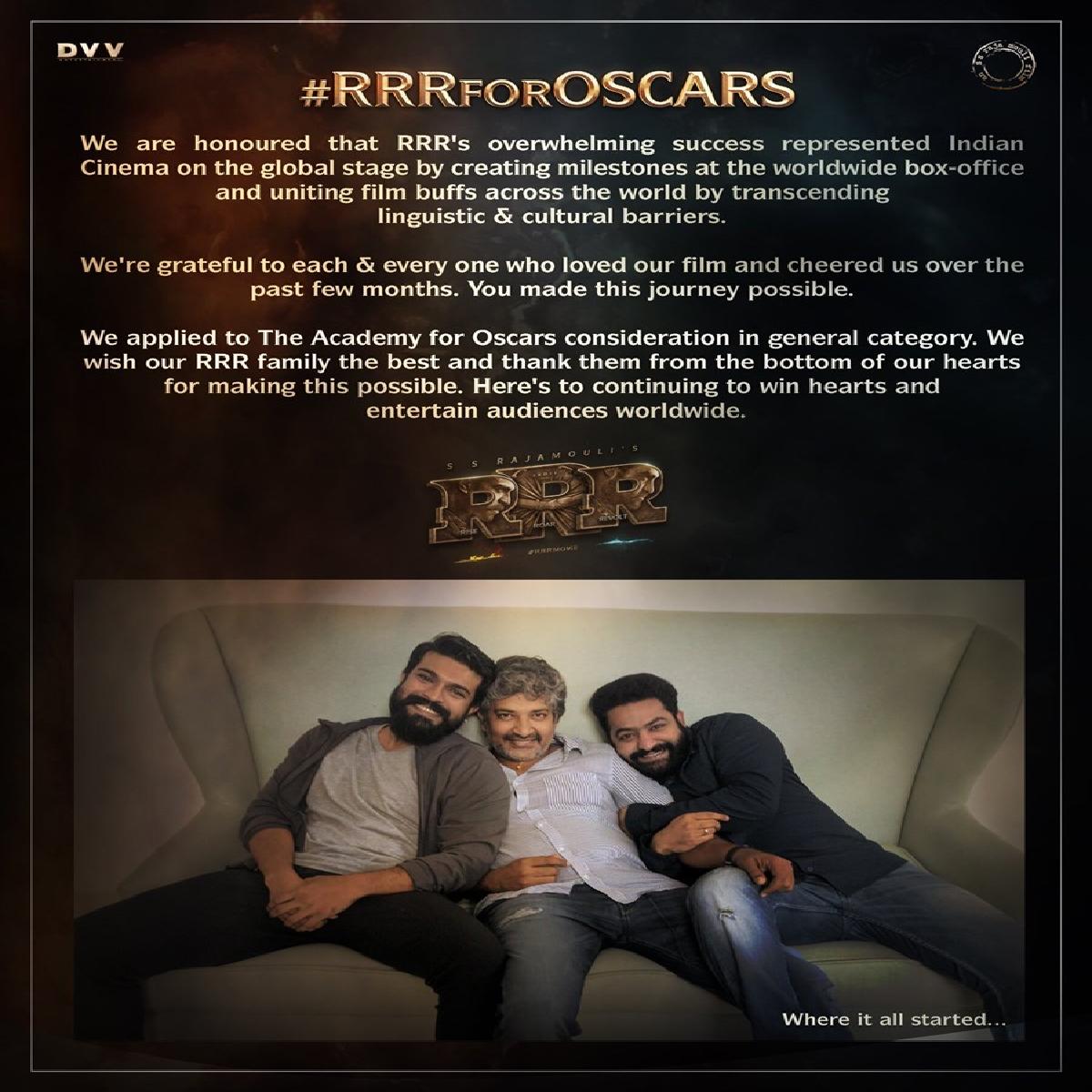 RRR For Oscars, Makers Finally Applies In General Category